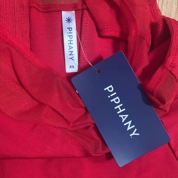𝅺NWT Piphany Queens Sleeveless Dress with Mesh Top Solid Red Women’s XS - Picture 5 of 12